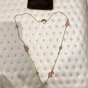 Long gold Kate Spade Necklace w/pink stones